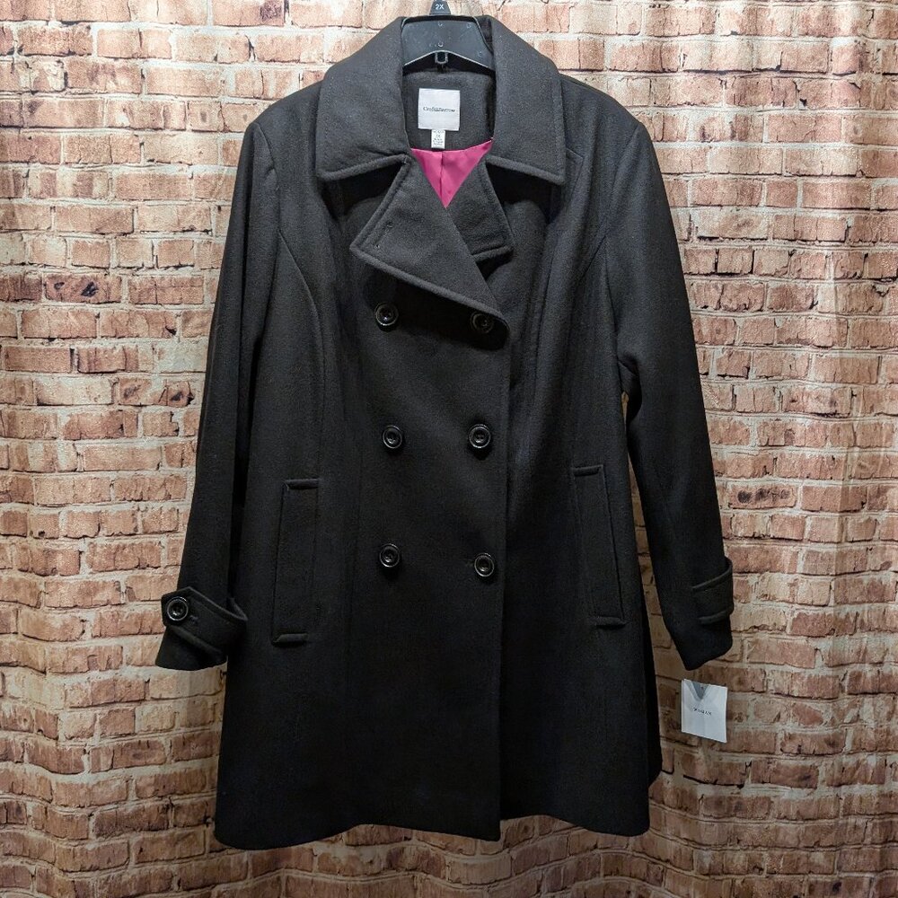 Croft & Barrow Women's Charcoal Double-Breasted Pea Coat